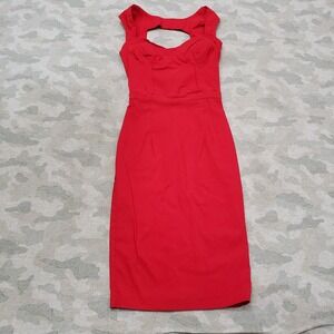 ASOS Dress Womens 6 Red Bodycon Back Zip Sleeveless Elegant Sheek Modern